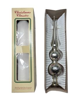 Christmas Classics Silver Finial Glass Tree Topper in Box - Vintage